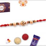 Golden Tripal Pearl Beads Rakhi 7