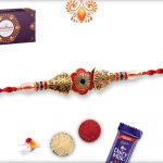 Classic Combination Of Gold And Red Rakhi 7