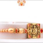Exclusive Square Golden And Red Ganpati Rakhi