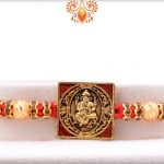 Exclusive Square Golden And Red Ganpati Rakhi