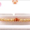 Golden Pearls Beads With Single Rudraksha Rakhi 5