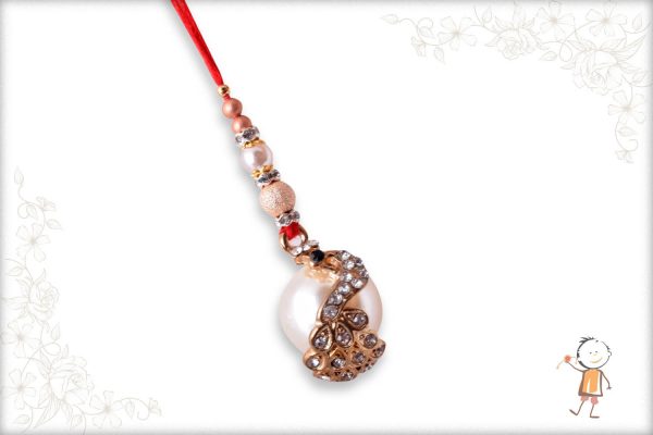 Diamond Peacock on Pearl Bhabhi Rakhi - Babla Rakhi