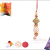 Designer Golden Beads with Pearl Bhabhi Rakhi 3