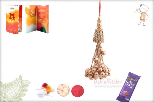 Exclusive Copper Beads with Diamonds Bhabhi Rakhi