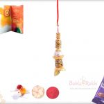 Delicate Pearl Bhabhi Rakhi with Golden Leaf 3