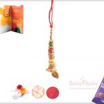 Delicate Golden Bead with Leaf Bhabhi Rakhi 3