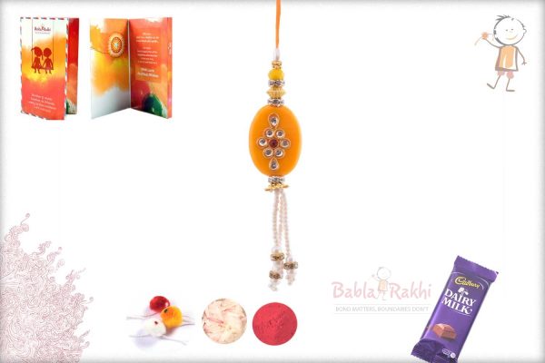 Exclusive Yellow Stone with Kundan Bhabhi Rakhi
