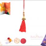 Elegant Red Thread with Pearls Bhabhi Rakhi 3