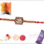 Exclusive Wooden Crafted OM Rakhi with Sandalwood Beads 6