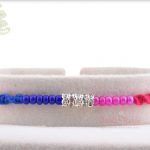 Five Diamond Rings with Pink-Blue Pearls Rakhi 4