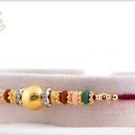Golden Bead Rakhi with Multicolor Beads 5