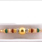 Golden Bead Rakhi with Multicolor Beads 4