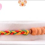 Eye Catching Golden Pearl Bead With Colorful Thread Rakhi 6