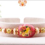 Unique Red Stone With Flower Art Rakhi