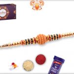 Classic Flower With Wooden Pearl Beads Rakhi 5