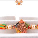 Enchanting Colorful Thread Rakhi With Colorful Mealique Design 5