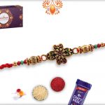 Meatalique Unique Design With Golden Beads Rakhi 7