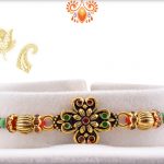 Meatalique Unique Design With Golden Beads Rakhi 5