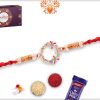 Dazzling Colorful Stone Flower Rakhi With Red Thread 7