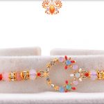 Dazzling Colorful Stone Flower Rakhi With Red Thread 5