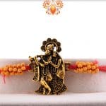 Beautiful Antique Radha-Krishna Rakhi with Small Beads - Babla Rakhi