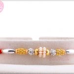 Silver Oval Beads with Pearl Ring Rakhi 3