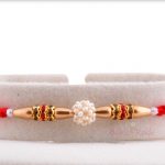 Handcrafted Pearl Bead Rakhi with Oval Beads 3