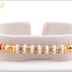 Desinger Golden Beads with Pearl-Diamond Ring Rakhi 4