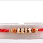 Pearl Ring Rakhi with Handcrafted Sandalwood Beads 3