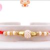 White Flower of Pearl Beads Rakhi with Red Stylish Thread 4