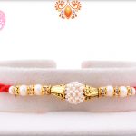 White Flower of Pearl Beads Rakhi with Red Stylish Thread