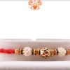 Eye-catching Combination of Golden, Red and Green Rakhi 5