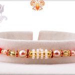 Stunning Combination of White And Golden Rakhi