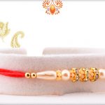 Beautiful Pearl Beads Flower with Red Thread Rakhi
