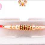 Spiritual Svastik with Pearls and Red Thread Rakhi 4