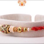 Premium Designer Golden Rakhi with Red Thread 6