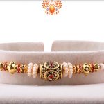 Premium Designer Golden Rakhi with Red Thread 5