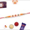 Premium Four White Pearl Rakhi with Golden and Wooden Touch 5