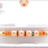 Premium Four White Pearl Rakhi with Golden and Wooden Touch 4
