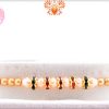 Evergreen White and Golden Pearl Beads Rakhi 4