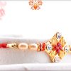Delicate Diamond Shape Golden and Pearl Beads Rakhi 6