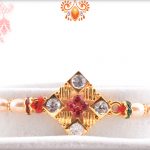 Delicate Diamond Shape Golden and Pearl Beads Rakhi 5