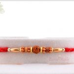 Simple Rudhraksh Rakhi with Oval Golden Beads 3