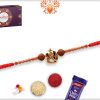 Beautiful Combination Of Golden Ganpati, Rudraksha and Wooden Beads Rakhi 7