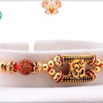 Royal Golden Designer Om and Pearls Rakhi 5