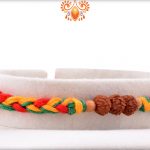Beatiful Combination Of Colorful Thread And Tripal Rudraksha Rakhi 6
