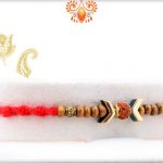 Stunning Wooden Beads Rakhi With Rudraksha In Center And Designer Thread 6