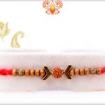 Stunning Wooden Beads Rakhi With Rudraksha In Center And Designer Thread 5