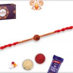 Prosporous Rudraksha With Designer Thread And Wooden Beads Rakhi 5