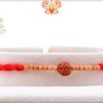 Prosporous Rudraksha With Designer Thread And Wooden Beads Rakhi